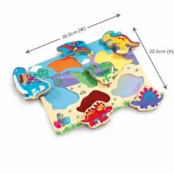Woodlets Touch and Feel Dino 6-Piece Wooden Puzzle