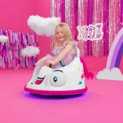 Xootz Unicorn Bumper Car Electric Ride On White