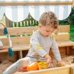 Plum Wooden Sandpit with Canopy